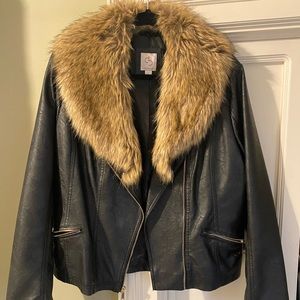 Faux fur leather jacket